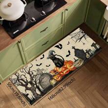 1pc Halloween Doormat, Non-Slip Rubber Backing, Halloween Entryway Decor, Indoor/Outdoor Use, Durable Polyester Floor Mat For Kitchen, Living Room, Patio, Coffee Shop, Bar, Holiday, Party, Bedroom, Bathroom