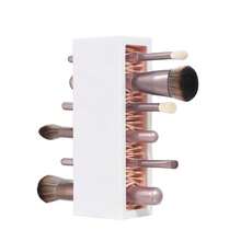 Brush Holder MakeupMakeup Brushes Holder Organizer, Silicone Vanity Air Drying Rack Display Storage For Brush, Eyeliners And More, Practical Cosmetic Tools Container (Pink-White) - 紅黑 - 查看 2