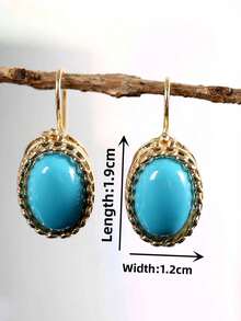 Oval Decor Stud Earrings - Multicolor - View 5