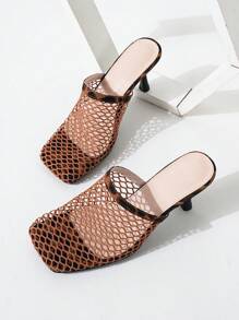 Pointed Toe Slip-On Mule Shoes, Versatile High Heel Women Sandals