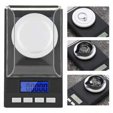 1 pieza Báscula de joyería portátil de alta precisión con rango de 50g/0.001g, báscula digital mini, báscula electrónica de cocina, báscula de peso digital en gramos, báscula de medición multifuncional y precisa de color negro con tapa que puede usarse como bandeja, báscula electrónica de pesaje pequeña y precisa con pantalla LCD retroiluminada, accesorio para medir que se puede sujetar, adecuado para viajes, cocina, cocción, repostería, té, herramienta de pesaje esencial diaria. - Negro - Ver 3