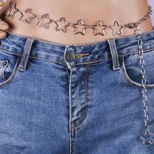 Modischer Metall Taillen Kette/Fünfzackiger Stern, verstellbarer Gürtel Pentagramm/Herz-förmige Kette mit Multielement Kombinationen, Schmuck Accessoires für Frauen, passend zum Kombinieren mit Kleidern. - Verschiedenfarbig - Übersicht 3