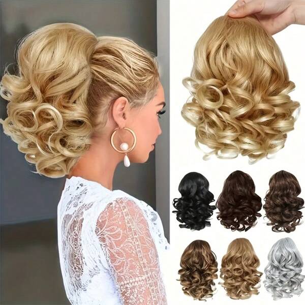 [Curly Ponytail] Heat-Resistant Synthetic Fiber Women's Curly Wave Clip-In Ponytail Extensions Easy Clip-In Design For Volume & Length, Versatile Styling For All Occasions, Elegant Ponytail Hair Extensions For Weddings Parties Everyday