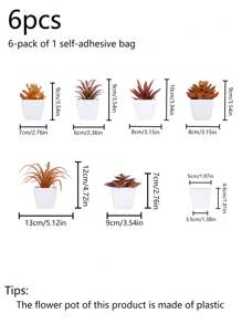 6 Stücke 3,5 Zoll (H) große simulierte Mini-Sukkulenten-Topfpflanzen für das Herbsthaus, Wohnzimmer, Badezimmer, Büro, Erntedankfest, Erntedankfest, Party und als süße Dekoration für den Schreibtisch