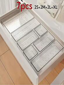 7/9pcs Transparent Acrylic Makeup Organizer, Suitable For Vanity, Storing Lipsticks, Eyeshadows, Skincare, Household Items, Drawer Dividers, Countertop Cosmetic Storage Box, For Vanity Tray, Desk And Drawer Organization, Home Storage