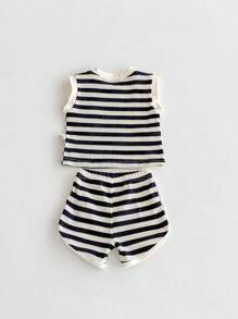 2 pièces Ensemble débardeur et short pour bébé en été, vêtements décontractés mignons pour tout-petits garçons et filles, légers