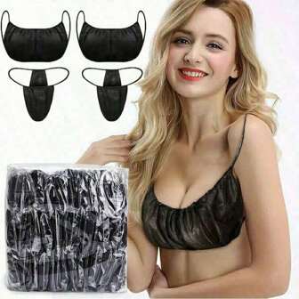 20pcs/Set Disposable Non-Woven Bra & Panty Set, Suitable For Spa, Sauna, And Beauty Salon, Assorted Color. The 20pcs Set Includes 10 Underwear And 10 Non-Woven Bras For Perspiration-Free Sauna And Beauty Salon Use.