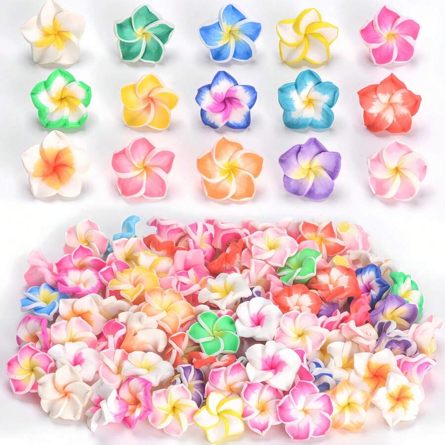 25 件鲜艳多彩聚合物粘土鸡蛋花珠 8x16 毫米 - 柔和的粉彩色调和大胆的色调，精致的花卉设计，适合 DIY 珠宝制作、手镯、项链、耳环 - 耐用的工艺装饰品
