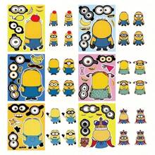 Minions 6 piezas de pegatinas, pegatinas temáticas, manualidades DIY, impermeables y reutilizables
