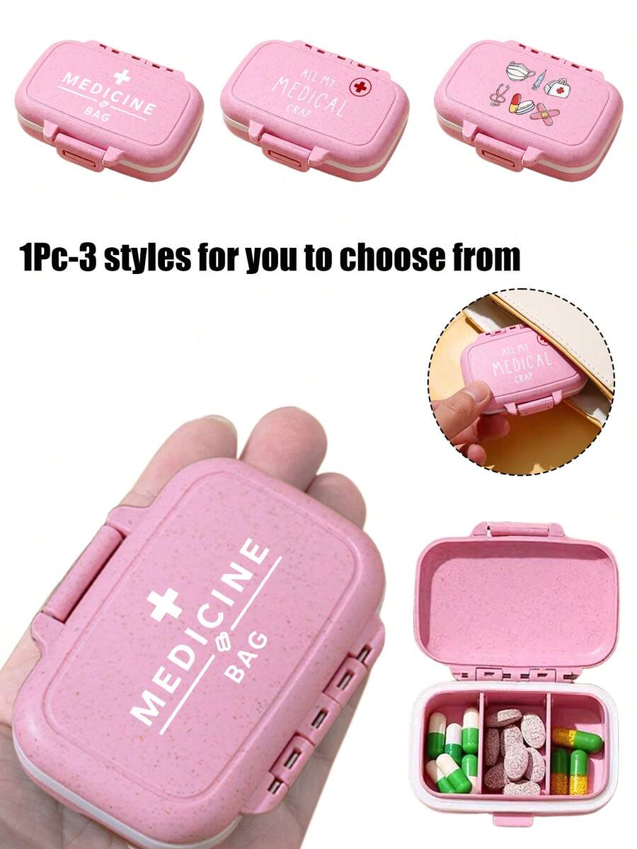 Mini 3-Grid Medicine Box Portable,3-Grid Small Medicine Box,Pink Small ...