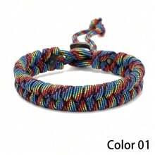 1pc Handmade Woven Paracord Bracelet, Camouflage Pattern, Fashionable Outdoor Wrist Band For Men & Women, Suitable For Daily Wear And Gift