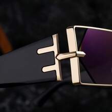 1pc New Arrival Fashion Square Hollow-Out Sunglasses For Men, Retro Casual Street Style, Elegant High-End Metal Frame Sunglasses, UV Protection Suitable For Daily Wear, Sunglasses For Men