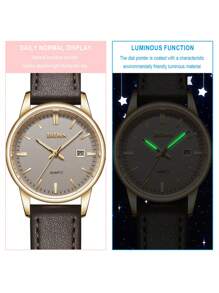 BIDEN Montre à quartz minimaliste ronde BIDEN pour femmes, calendrier étanche, mains lumineuses, montre casual pour femmes, convient pour une utilisation quotidienne
