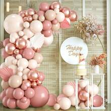 Juego de arco de globo color oro rosa - Set de 100 globos de color rosa palo para arco de globos que incluye globos rosas y blancos, set de guirnalda de globos rosa polvo para decoración de baby shower, boda, baile de graduación, cumpleaños