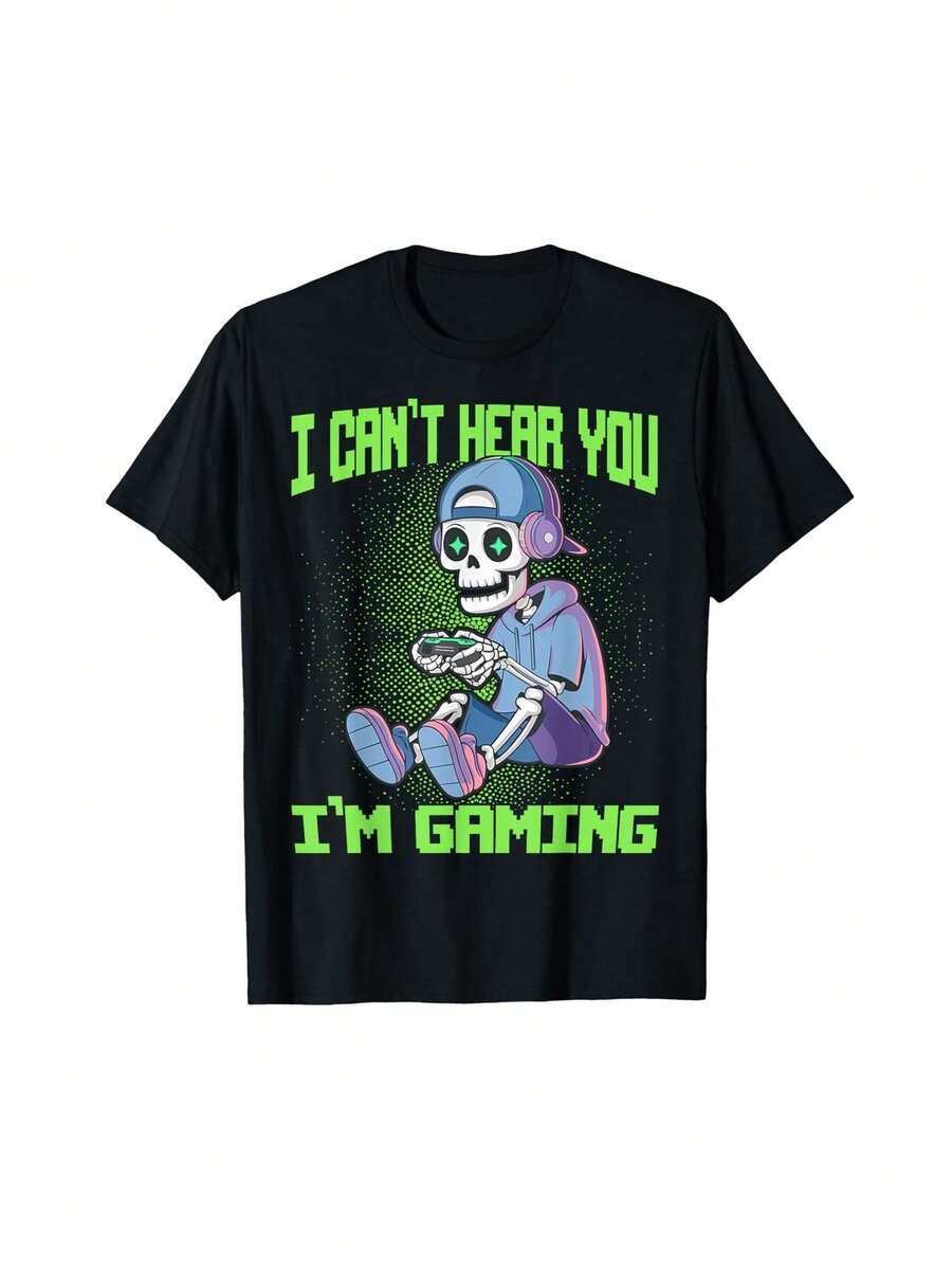 Gamer Skeleton Gaming Video Games T-Shirt Gift For Hikers - Black - View 1
