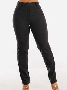 Pantalones elegantes de talle alto que levantan glúteos, de pierna recta, en color carbón - Multicolor - Ver 3
