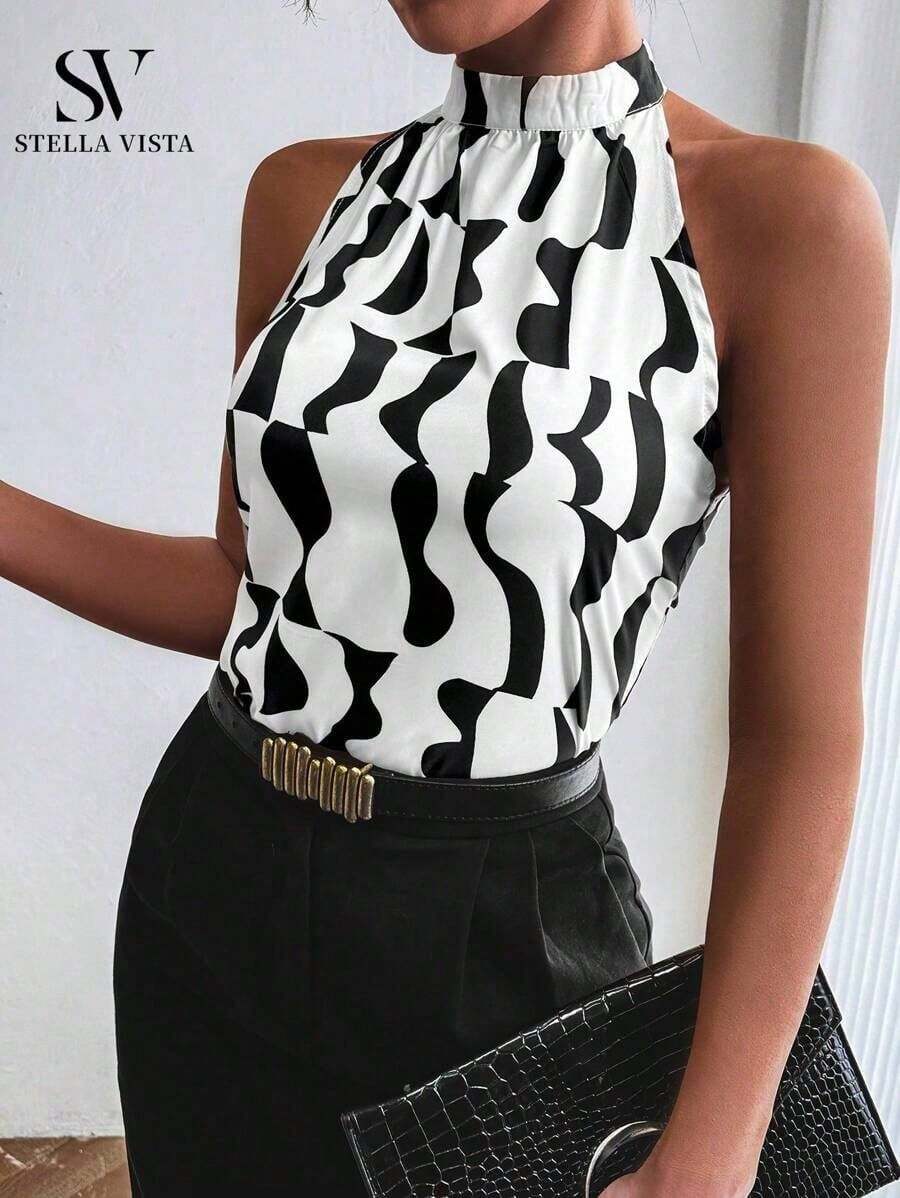 Elegant Women's Turtleneck Tank Top - White - View 1