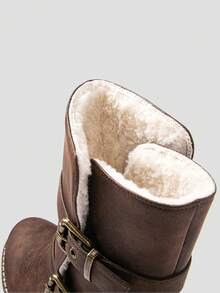 GLOBALWIN Women's Fur Booties Fashion Combat Ankle Boots For Women Winter Fall Boots Holiday Season Faux Fur Lined Warm Boots - màu nâu - Xem 4