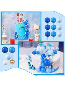 72 Stücke mehrfarbige Schaumstoff Kugeln als Kuchentoppers, Schaumstoff Kugel Kuchendekorationen, Mini Kugel Kucheneinlagen, gemischte Packung in verschiedenen Größen und Farben, geeignet für Geburtstagskuchendekorationen, Taufkuchendekorationen, Hochzeitstortendekorationen, geeignet für DIY (blau, gold, schwarz, rot, lila, rosa, etc.)