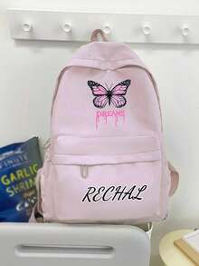定制健身背包，可印上个性化姓名或节日祝福。开学季新品，休闲百搭的可爱蝴蝶印花，男女皆宜。尼龙拉链材质，适合大学生、高中生、初中生和小学生。您可以定制自己的姓名、字母、幸运数字等。送给朋友、女儿的生日礼物、纪念包、圣诞礼物、新年礼物等。 - 粉蝴蝶文本2 - 查看 4