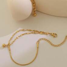 1 Stück Damen Armband aus doppelschichtigem Edelstahl, 18 Karat Goldanhänger mit Lippen- und Schlangenknochenform als Geschenkschmuck