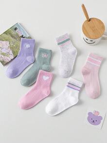 1/3/6/12/24 Pairs Classic Simple Colorful Striped Double Bar Kids Socks, Breathable Soft Invisible Socks, Comfortable Casual Mid-Calf Socks, Suitable For Daily Wear Or Holiday Gifts, Various Colors