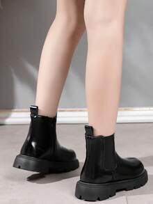 1双儿童靴，男女童真皮踝靴，百搭靴，春秋新款 - 黑色 - 查看 2