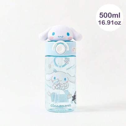  MINISO Sanrio Cinnamoroll Series 500mL/16.91oz Flip-Top Space Cup, Three-Dimensional Doll, Lovely Restoration, Love Shape Telescopic Handle, Light And Easy To Carry., Ideal For Outdoor Activities Or Office Use (1 PC)