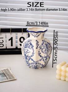 Cabin Kangaroo 1 pieza Nuevo jarrón de porcelana china de estilo azul y blanco, nueva decoración del hogar clásica, jarrón de flores para sala de estar, ornamentos de entrada, jarrón de flores de peonía vintage para decoración de habitación, jarrón de vidrio