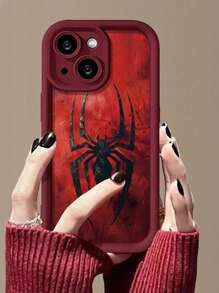 Sanrio 全新奢华蜘蛛与心形英文款 1 件装防摔 TPU 手机壳，兼容 16/11、15 Pro Max、14 Pro Max / Galaxy S25、S.A.M A16/X6A、X7B、X8B、 16 手机壳 - 酒紅色 - 查看 2