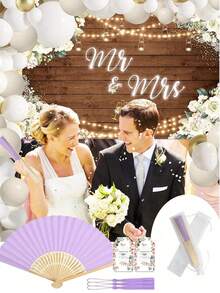 40pcs/20pcs Light Purple Tassel Folding Fans Set, Guest Favor Set, Includes 5pcs/10pcs Light Purple Fans, 5pcs/10pcs Floral Thank You Cards, 5pcs/10pcs Light Purple Tassels And 5pcs/10pcs Organza Drawstring Bags, Suitable For Wedding Souvenirs, Bridesmaid Gifts, Wedding Photo Props, Atmosphere Creator, Wedding Decor, Party Favors, Bridal Shower, Theme Parties, Baby Shower