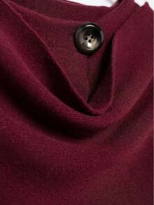 DEEKA Herbst/Winter neue lässige Schal-Poncho-Stil Rundhals Langarm kurze gestrickte Strickjacke - Bordeaux - Übersicht 11