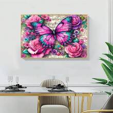 Butterfly Flower Diamond Painting Musical Note Art Full Square Diamond Embroidery Mosaic Kit Home Wall Decor For Handmade Lovers Gift 30x40cm/11.81x15.75inch - 乾枯玫瑰色 - 查看 6