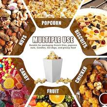 10 件白色爆米花盒、迷你纸质爆米花容器、派对和节日用纸板爆米花架