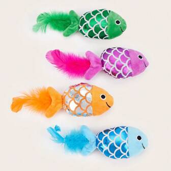 1pc Ocean Fish & Octopus Shape Cat Doll With Catnip, Plush Feather Interactive Doll For Cats To Play And Relieve Boredom