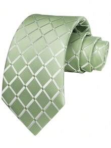 1 条 8 厘米鼠尾草绿色格子领带，时尚个性化领带，适合婚礼、派对、活动男士领带 - sage green - 查看 2