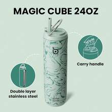 New-88  Insulated Water Bottle 24oz  Straw Lid And Handle For Sports Travel Gym Stainls Steel Water Bottl Double-Wall Vacuum Metal Le Proof - - 山谷綠地 - 查看 4