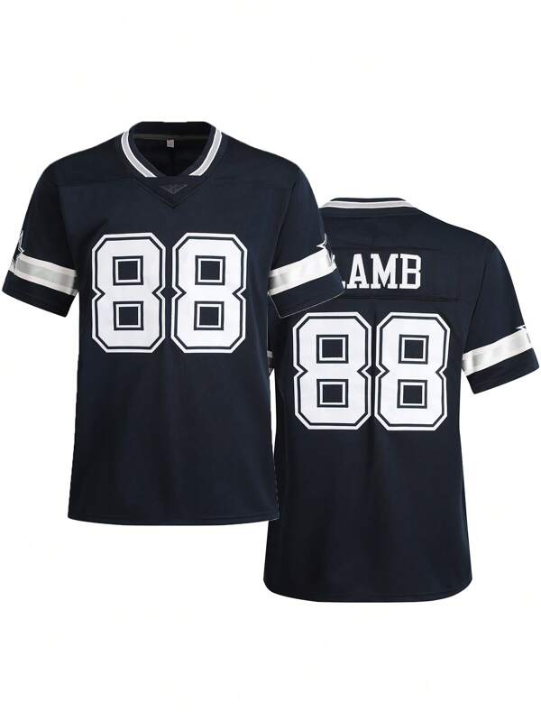 Men's 88 Blue Embroidered Football Jersey T-Shirt