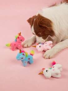 1 pièce Mignon Poupée en peluche de compagnon animal de dessin animé à motif licorne, douce et sûre, poupée non mâchable (couleur aléatoire)