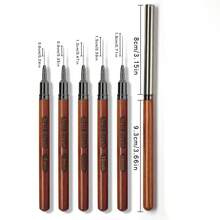 A Set Of 5 Wood Grain Manicure Line Pens With Extremely Thin Smudged Painting Flower Brush Solid Wood Engraving Pen Rod Multi-Functional Manicure Tools Suitable For Painting Lines And Pattern DIY - Brown - View 9