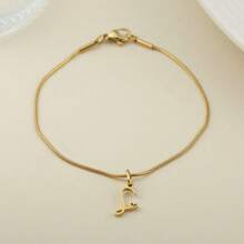 1pc Stainless Steel Fine Round Snake Chain Bracelet For Women, With 26 Alphabet Friendship Bracelet, Elegant Accessory Gift For Graduation, Holiday, All Year Round