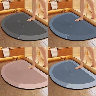 [超强吸水浴室垫] 1 件超强吸水防滑浴室垫 - 速干硅藻土，柔软装饰，四叶草图案，黑色带金色点缀，非常适合浴缸和淋浴间，家居装饰脚垫，浴室地垫 | 四叶草图案设计 | 橡胶背垫