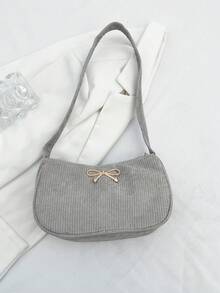 Bolso de hombro ligero con lazo decorativo en unicolor para mujer - Gris - View 3