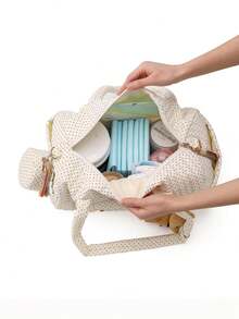 Bolsa para pañales multiusos acolchada con lunares y de unicolor, bolsa de maternidad, bolsa de almacenamiento de suministros para bebés, bolso de mamá, bolsa para chupetes - Multicolor - Ver 9