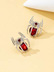 1 Pair Fashion Punk Spider Design Stud Earrings, Suitable For Women Street Style, Party, Commute