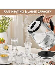 SOKANY 1个电水壶，不锈钢内盖和过滤器，热水壶，宽口设计，自动断电，冬夏两季饮水用具，2升容量