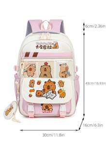 Capybara Backpack For Primary/Secondary School Students - Large Capacity, Lightweight, Versatile & Fashion Design, With A Bonus Coin Purse