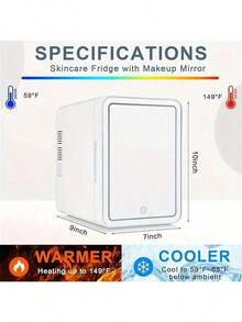 SOKANY 4L Mini Skincare Fridge With Adjustable LED Light Mirror, Dual-Cooling For Cosmetics And Food Storage, Portable Mini Fridge For Bedroom, Office And Car Use, Christmas Gift