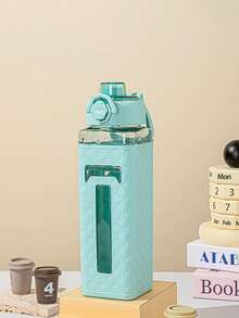 1 夏季新款800ML皮革纹理方形纯色太空杯，带直饮嘴和手持弹跳水壶。高颜值户外水壶，男女生通用-适合学生返校使用 - 彩色 - 查看 9