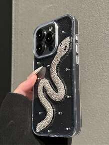 Funda de teléfono de lujo con diseño de serpiente de diamante blanco para 13 Pro Max/14 Pro Max/15 Pro Max/16 Pro Max/15 Pro/14 Pro/13 Pro/12 Pro/11/12/13/14/15/16